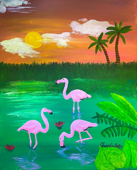 Flamingos in the Swamp